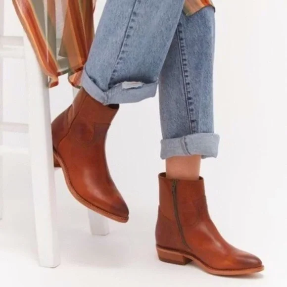 $369 Frye Billy Blush Pink Suede Leather Zip Up Short Festival Cowboy Ankle Boot - Picture 5 of 15